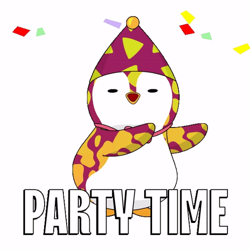 Fiesta Penguin Wearing Patterned Suit GIF