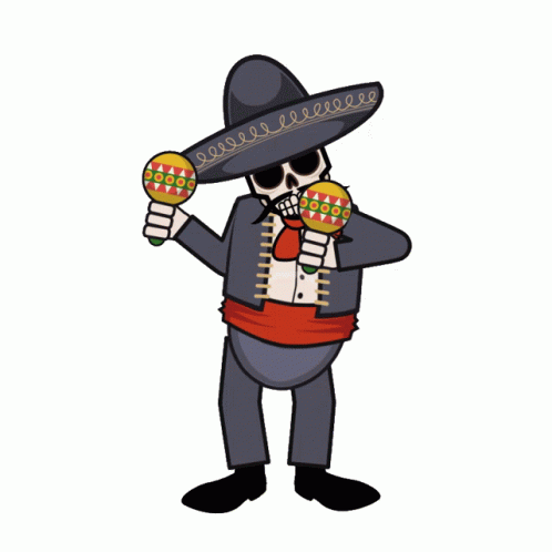 Fiesta Skeleton Holding Maracas GIF