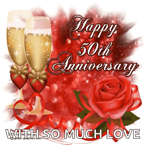 Fifty Glitter Happy Anniversary With So Much Love GIF