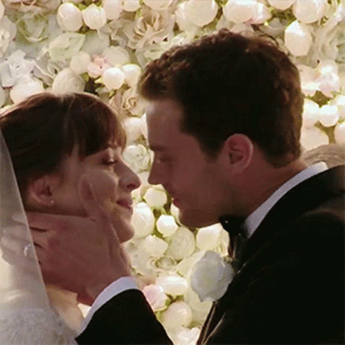 Fifty Shades Of Grey Bride Groom Kiss GIF