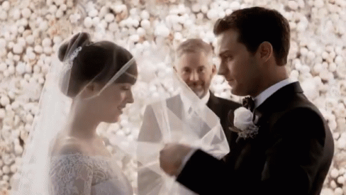 Fifty Shades Of Grey Wedding Bride Kiss GIF