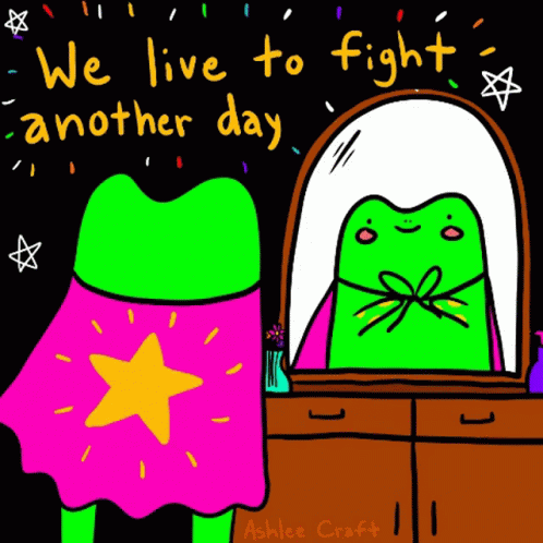 Fight On Living To Fight Another Day Animated Frog GIF