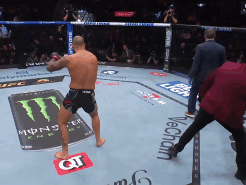 Fighter In Boxing Ring With Monster Energy Can GIF
