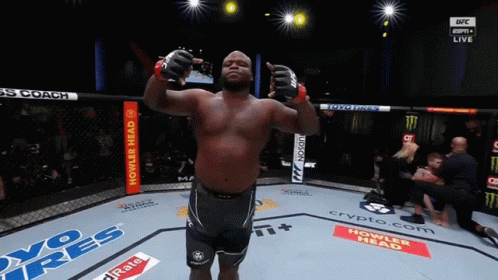 Fighter In Ring With Howler Head Sign GIF