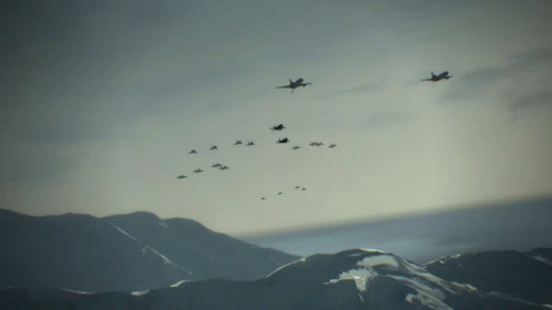Fighter Jet Flies Snowy Mountain GIF