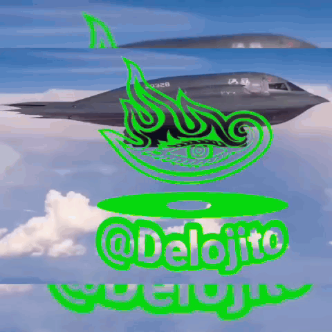 Fighter Jet Flying in Sky With Hashtag Delojito