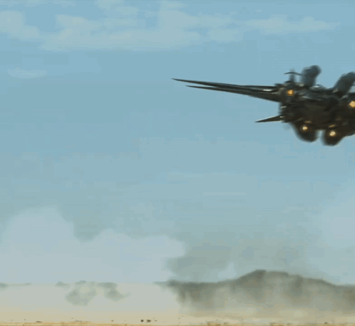 Fighter Jet Flying With Blue Front Light