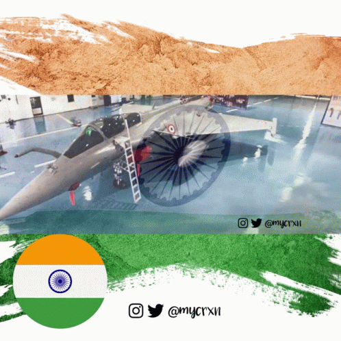 Fighter Jet in Hangar With Flag of India