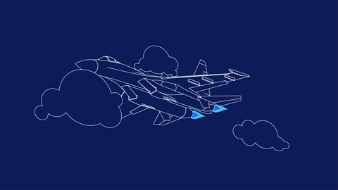 Fighter Jet Sketch Flying In Sky GIF