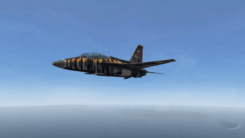 Fighter Jet With Tiger Stripe Flying