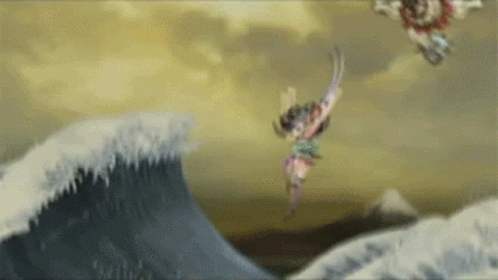 Fighting In Japanese Wave Surface GIF