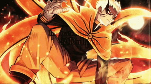 Fighting Naruto Six Paths Sage Mode Crouching GIF
