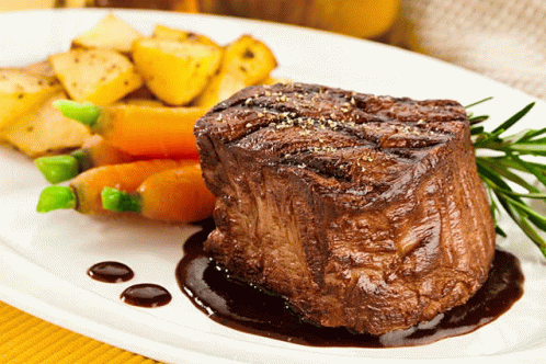 Filet Mignon With Side Of Carrots And Potato GIF