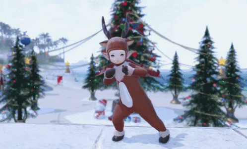Final Fantasy Lala Dancing Reindeer Costumes GIF
