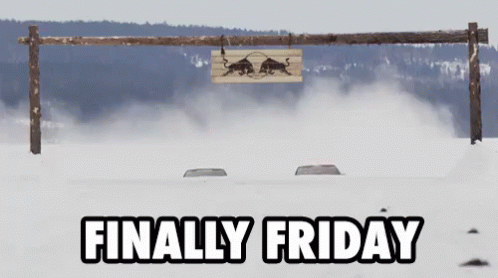 Finally Friday Sign Over Snowy Field