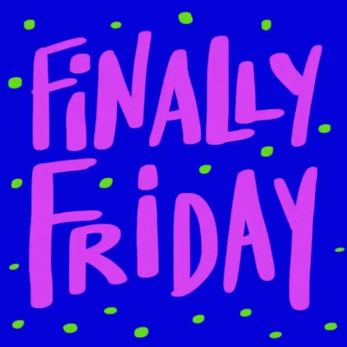 Finally Friday Yellow Letters Blue Background GIF