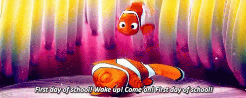 Finding Nemo Clown Fish Saying First Day of School Wake Up Come On