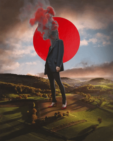 Fine Art Smoky Head Red Sun GIF