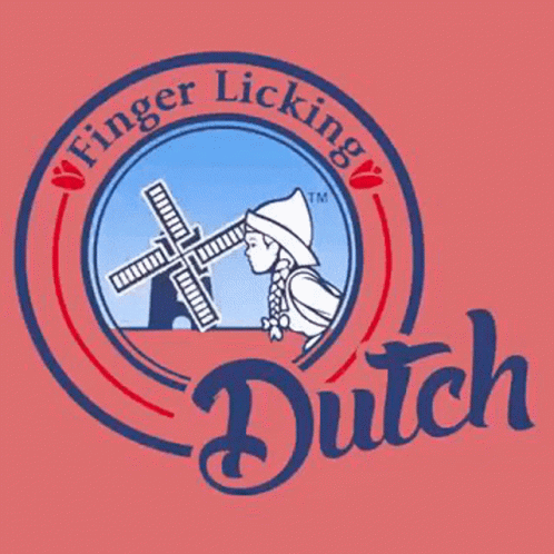 Finger Licking Dutch Logo With Girl and Windmill