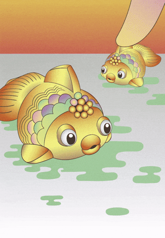 Finger Squeezing Goldfish Head GIF