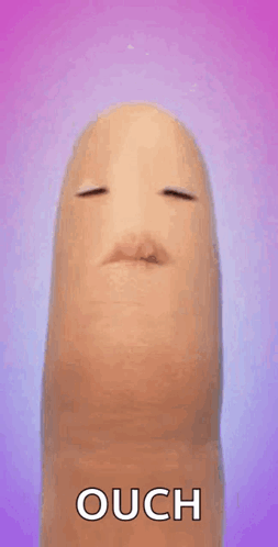 Finger with Eyes Closed Saying Ouch