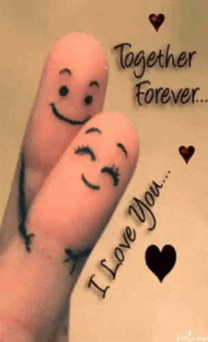 Fingers With Faces Saying Together Forever GIF
