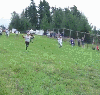 Finish Line Falling Downhill GIF