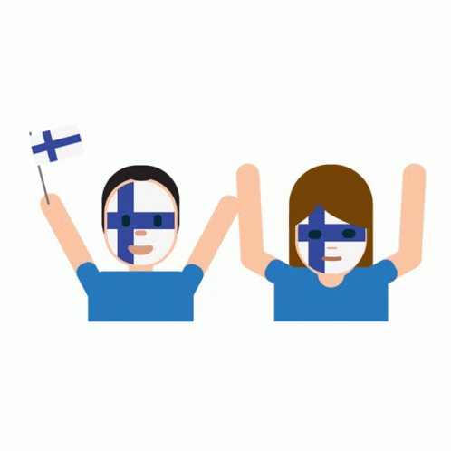 Finland Face Paint Couple Holding Flag