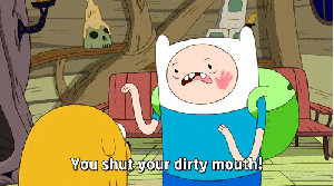 Finn And Jake Slap Each Other Because Of Dirty Mike And The Boys GIF