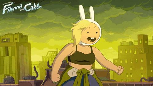 Finna And Cake Cartoon Show With Yellow Sky GIF