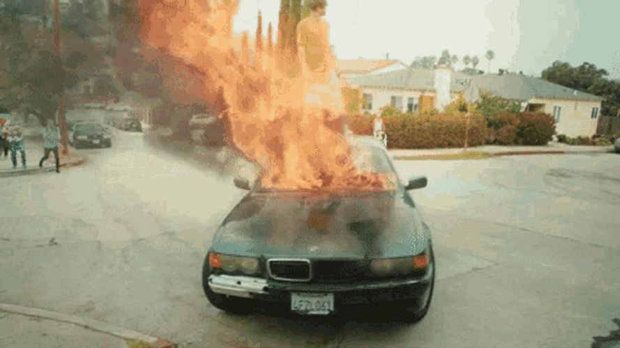 Fire Car Burning Past Hundred Days GIF