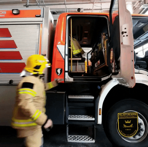 Fire Car Truck Fireman Enter Door GIF