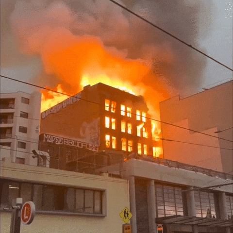 Fire Flame On Building GIF