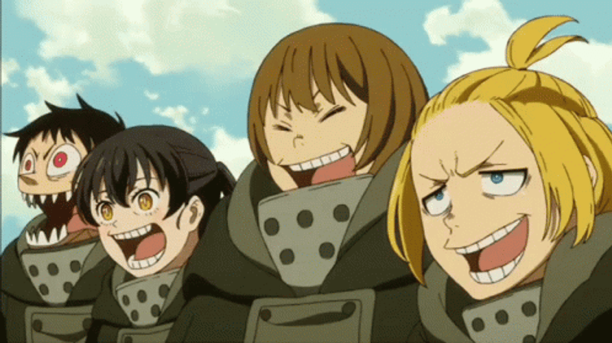 Fire Force Characters Laughing GIF