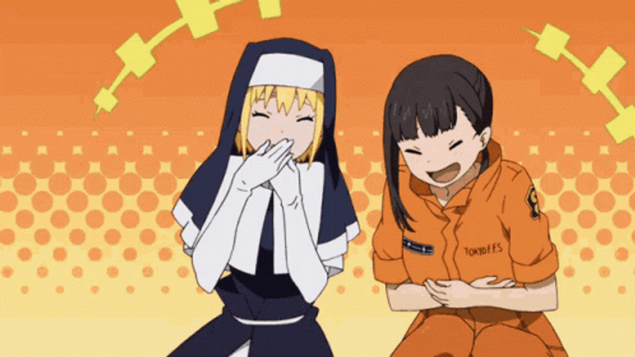Fire Force Laughing Girls GIF