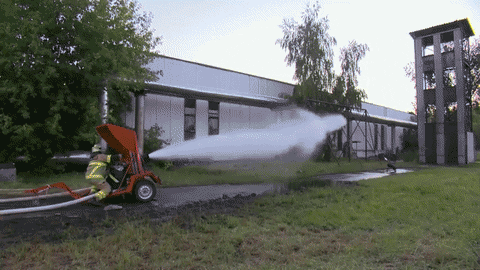 Fire Hose Versus Flamethrower GIF