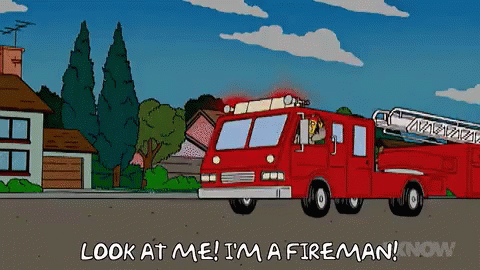 Fire Truck Says Look At Me I'm A Fireman Now GIF