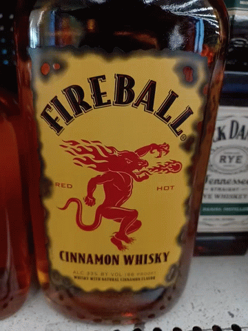Fireball Cinnamon Whisky Bottle with Red Lion