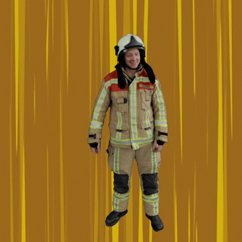 Firefighter Doing Dab Pose GIF