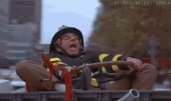 Firefighter Holding On Steering Wheel GIF