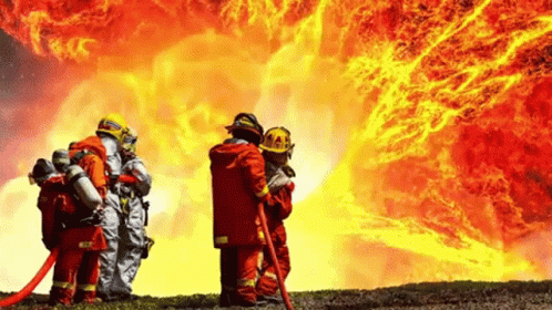 Firefighter Team Battling The Fire GIF