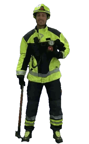 Firefighter with Axe and Helmet