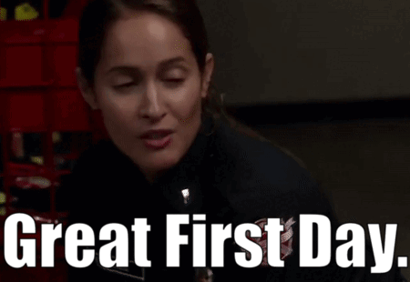 Firefighter Woman Smiling Great First Day