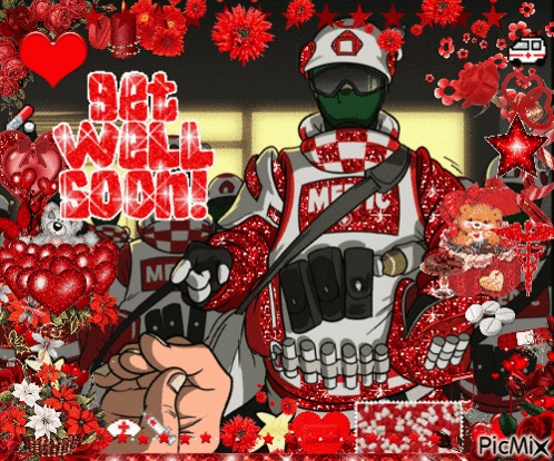 Fireman Greeting Card Saying Get Well Soon GIF