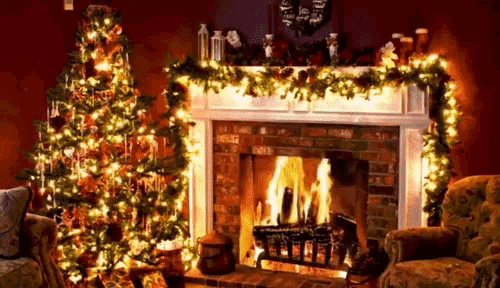 Fireplace And Christmas Tree GIF