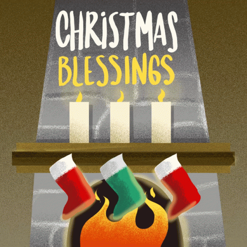 Fireplace Holiday Design Christmas Blessings GIF