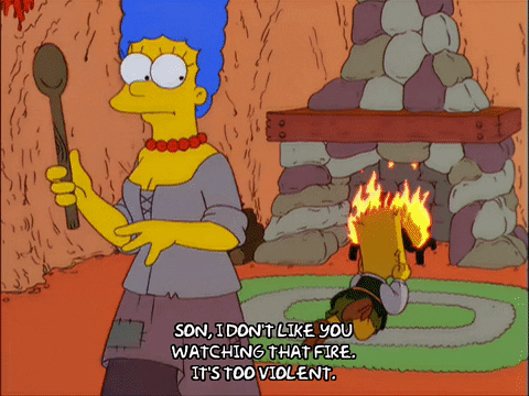 Fireplace With Marge And Bart GIF