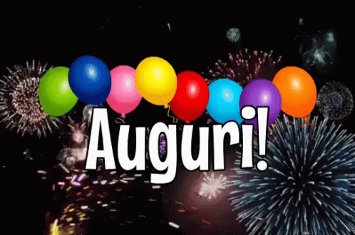Fireworks Balloons With White Auguri GIF