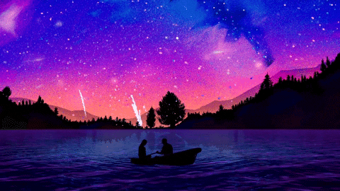Fireworks Behind The Canoe GIF