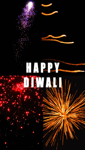 Fireworks Collage Saying Happy Diwali GIF